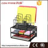 Mesh Desk Organizer With Double Tray and 4 Upright Sections