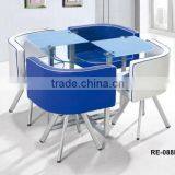 Cheap Glass Top Metal Dining Table Set thumbnail-1
