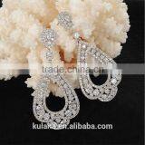 EZ-35 Crystal Micro Paving Brass Material Rhodium Plated Tear Shape Fashion Zircon Drop Earring