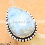 Brilliant Drop Natural Blue Larimar 925 Sterling Silver Gemstone Ring s 8.5 thumbnail-1
