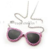 jewelry, alloy rhinestones enamel glass pendant necklace