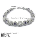 [BZ4-0009] 925 Silver Bracelet with CZ Stones Purple Color Bracelet Fashion Colourful Bracelet