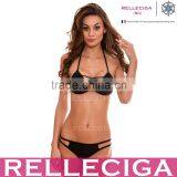 2016 RELLECIGA Black Push-up Swimwear With Criss Cross Triangle Top & Double-string Bottom