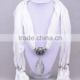 Winter in American/ Europe of the Hottest 10 Colors Women's Fashion Cotton Scarf With the Same Color Beads Pendant (SC150073)