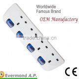 4-6 Ways15A 220-240V UK / BS Extension Socket With USB thumbnail-4