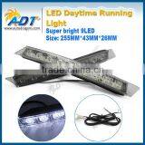 ADT Factory Supply 2 Pcs Car Daytime Running Light 9 LED DRL Daylight Kit Super White Head Lamp