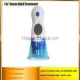 Digital ear thermometer 4 in 1 function for measuring ear,forehead,indoor temperature&clock function with LCD screen