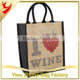 Promotion Organic Recycle Jute Wine Bottle Bags With Enforced Handles thumbnail-1