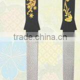 MNC-001 Steel Sandprinting Fashional Gold Plated Patterm Handle Designed Nail File