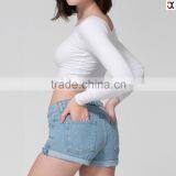 2015 Summer Hot Style Bleach High Waisted Jean Cuff Shorts(JXC00207) thumbnail-3