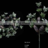 Artificial Flowers Christmas Decoration PVC Pine/ Pine Cone w/Glitter Green
