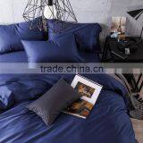 Europe style classic satin dark blue soft cotton bedding set