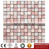 IMARK Mixed Pink Color Crystal Glass and Pink Color Marble Mosaic Tiles for Wall Decoration and Backsplash Code IXGM8-053