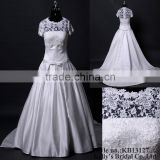 plain style with lace jacet designer arab wedding dresses