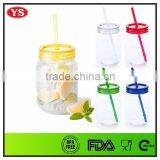 AS Plastic Type 25 oz Single Wall Plastic Mason Jar Cup With Straw and Lid thumbnail-4