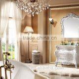 Wooden Antique Bathroom Vanity White Solid Wood With One Piece Sinks WTS814