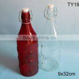 Colorful Cylinder Glass Milk Bottlle With Swing Top Lid thumbnail-1