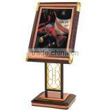 Roman Stainless Steel Hotel Poster Display Stands/ Wooden Freestanding Advertising Sign Stand/ Sample Sign Board/ Banner P-77 thumbnail-1