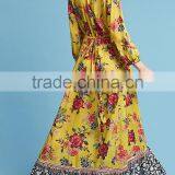 Vibrant Colors Embedded Vintage Long Sleeve Floral Maxi Dress Western Frock Designs For Ladies HSd5158 thumbnail-5