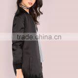 Black Rose Embroidered Bomber Jacket 100% Polyester Vintage Casual Back Silky Longline Winter Zipper Jacket thumbnail-6