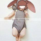 Wholesale Little Girls Clothes Newborn Baby Boutique Solid Cotton Romper For Kids thumbnail-3