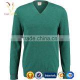 Green V Neck Long Sleeve Crop Cashmere Sweater Men Collar thumbnail-1