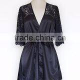 Half Lace Satin Robe , Wedding Gift, Kimono Robe, Bridesmaid, Bride, Anniversary, Birthday, thumbnail-1
