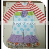2016 China supplier baby romper set wholesale knitted cotton romper striped & dots baby bubble romper