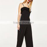 2017 Latest Fashion Custom Design Cropped Ruffled Evening Jumpsuit thumbnail-2