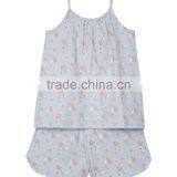 Hot Sale 2017 Custom Kids Summer Floral Cotton Pajamas for Baby Girls Pyjama Top and Shorts Set 1-6 Years thumbnail-2