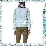 Men's Warm Weather White Blue Denim Jacket With Silver Button thumbnail-2