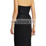 Wholesale Women Sexy Dress Strapless Peplum Midi Dress Woven and Crepe Black Peplum Dress thumbnail-4