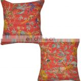 Bird Print Handmade Kantha Quilt Throw Cushion Covers