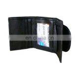 HMB-708A LEATHER TRIFOLD WALLET BLACK QUALITY MEN PURSE thumbnail-1