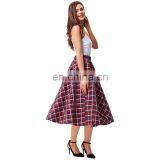 Kate Kasin Women's Vintage Fashion Grid Pattern Plaid A-Line Skirt KK000495-1 thumbnail-3