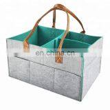 Amazon Hotselling Felt Diaper Caddy Storage Organizer Bag With pu Leather Handle thumbnail-7