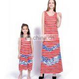 2019 New Women Pinstripe Stitching Long Summer Dress Mother Daughter Matching (this Link for WOMAN) thumbnail-3