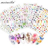 New Arrival 3D Nail Transfer Foils Nail Butterfly Colorful Nail Foil Sticker
