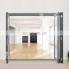 Australia Standard aluminum alloy bi folding door 4 panels double glazing tempered low E reflective exterior for gardens