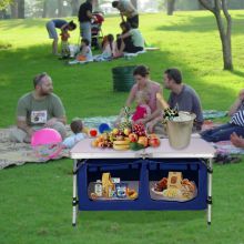Portable Camping Kitchen Table Aluminum Lightweight Multifunctional Camping Kitchen Table BBQ Party Camping Kitchen Cupboard