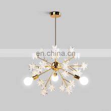 Nordic Contracted High Quality LED Pendant Light Glass Star Gold Firefly Indoor Bedroom Chandelier