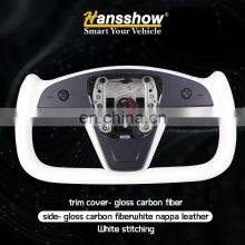 Model X S Plaid Normal White Nappa Yoke Steering Wheel For Tesla Model X S 2017-2022 Aftermarket Heated Steering Wheel Kit thumbnail-2