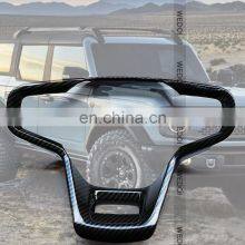 High Quality Car Steering Wheel Decorative Cover Trim Decal for Ford Bronco Accessories ABS Carbon Pattern thumbnail-1