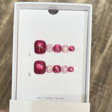[Toe Nail Collection] Handmade Wearable Toe Nail Tips Cat-Eye Design Gel-Type Artificial Nails Ready-Made Toenail Art thumbnail-4