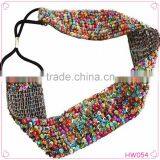 Colorful handmade beaded elastic hair band national crystal hair band