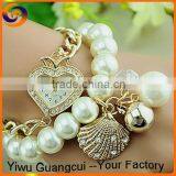 2015 summer girl pearl seashell watch with heart shape