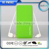 6000mah Credit Card Size Power Bank With 2 Bulit-in Cables thumbnail-2