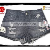 Women Denim Shorts Sexy Summer Hole Destroyed badges embroidered Shorts Jeans pants ladies