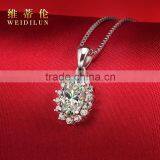 925 Silver Necklace Pendant Oval Shape Syntheric Diamond Setting Pendant Short Chain Necklace thumbnail-2