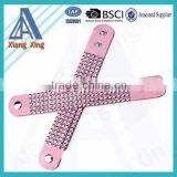 Wide Single Wrap Rhinestone Leather and Crystal Wrap Bracelets thumbnail-5